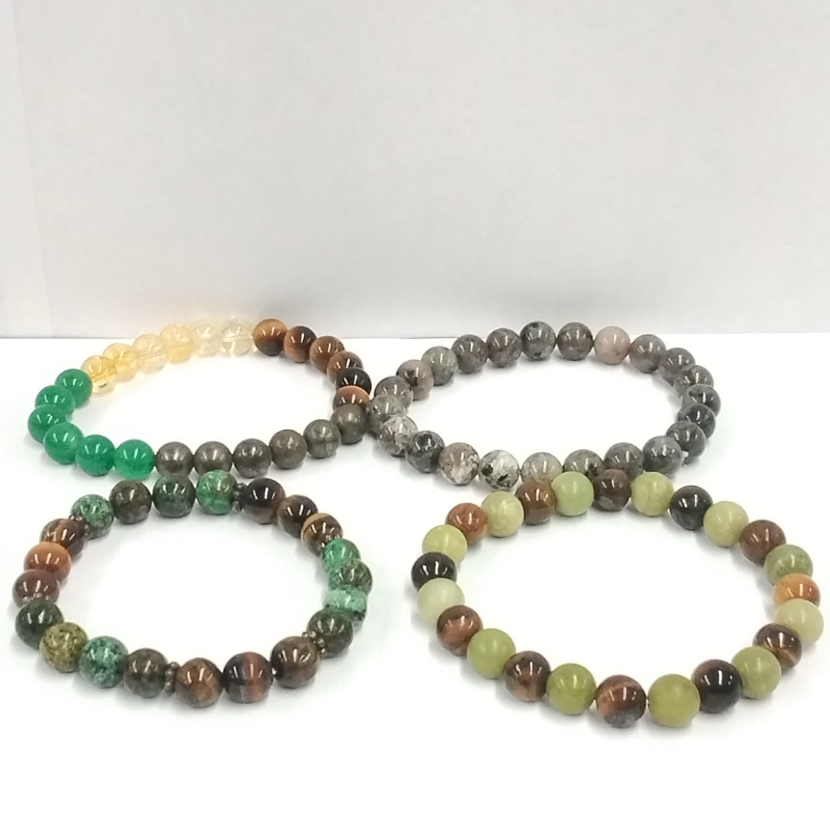 Tiger Eye & Amethyst Beaded Elastic Bracelet