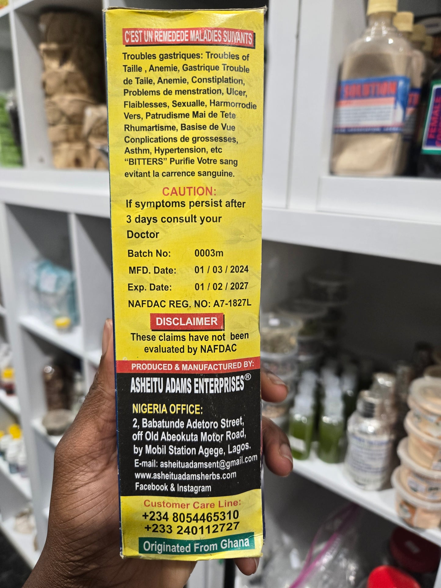 Asheitu Adam's bitters blood purifier 100% herbal