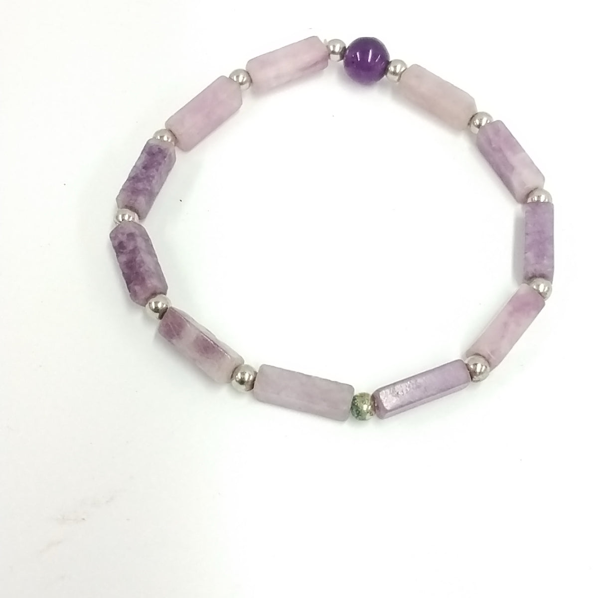 2pcs Natural Amethyst & 1pc White C Eye Beaded Bracelet Set/1pc Natural Amethyst Bracelet/Elastic Bracelet