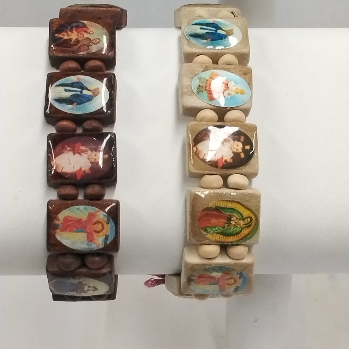 Natural Wooden Catholic Jewelry/Christian Jesus Faith Rosary/Religious Charm/Elastic Christian Bracelet