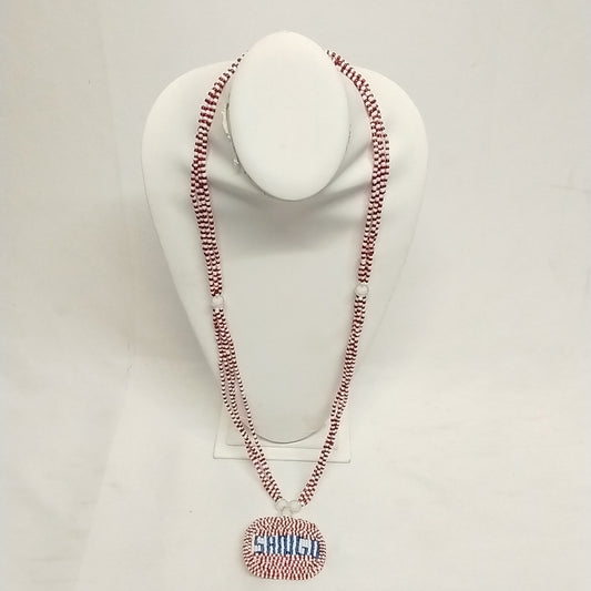 Authentic Handcrafted Glass Beads With Pendant & Orisha Names Printed For Neck/Ifa,Olokun,Sango,Osun,Esu,Eegun Necklace