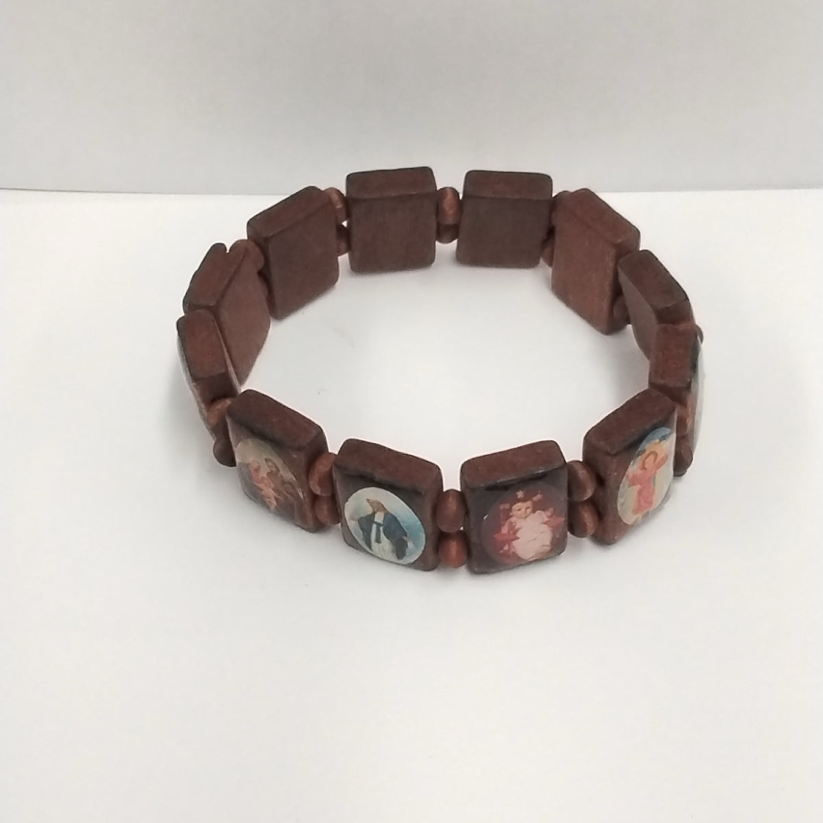 Natural Wooden Catholic Jewelry/Christian Jesus Faith Rosary/Religious Charm/Elastic Christian Bracelet