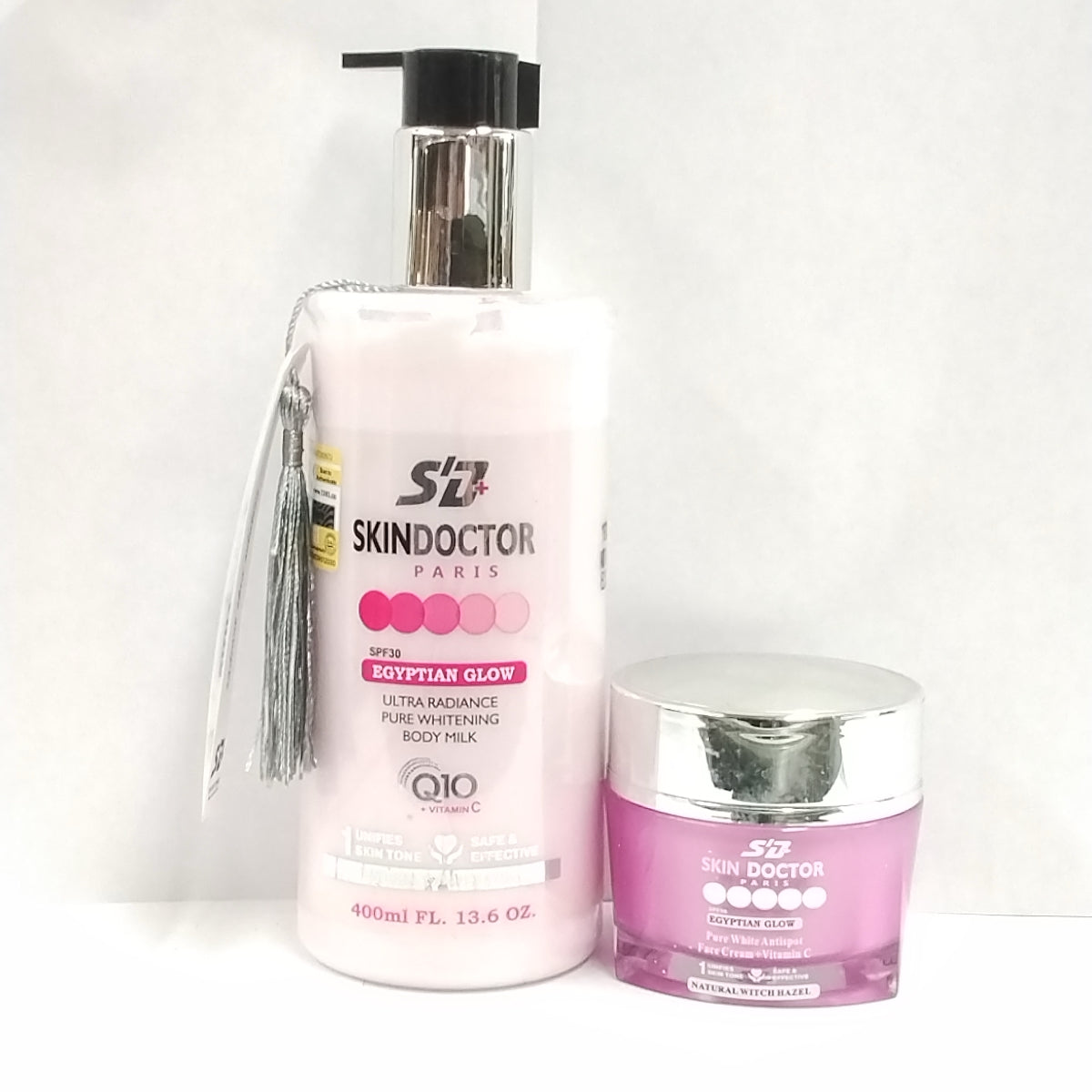 Egyptian Glow Exfoliating & Lightening Shower Gel/ SkinDoctor Egyptian Glow Ultra Radiance Pure Whitening Body Milk