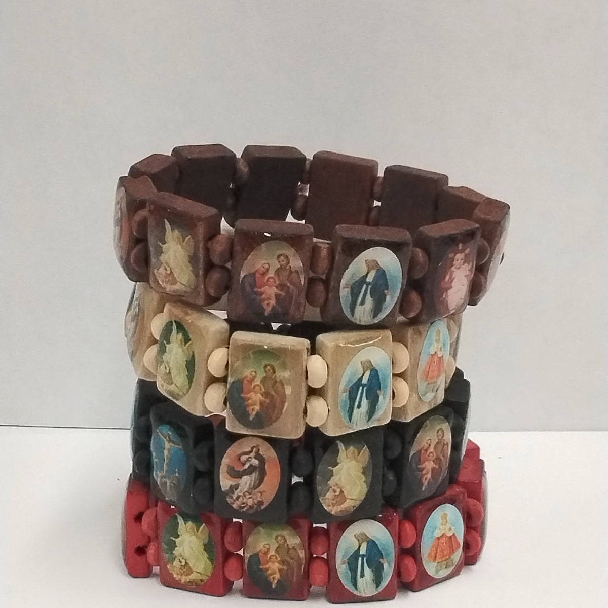 Natural Wooden Catholic Jewelry/Christian Jesus Faith Rosary/Religious Charm/Elastic Christian Bracelet