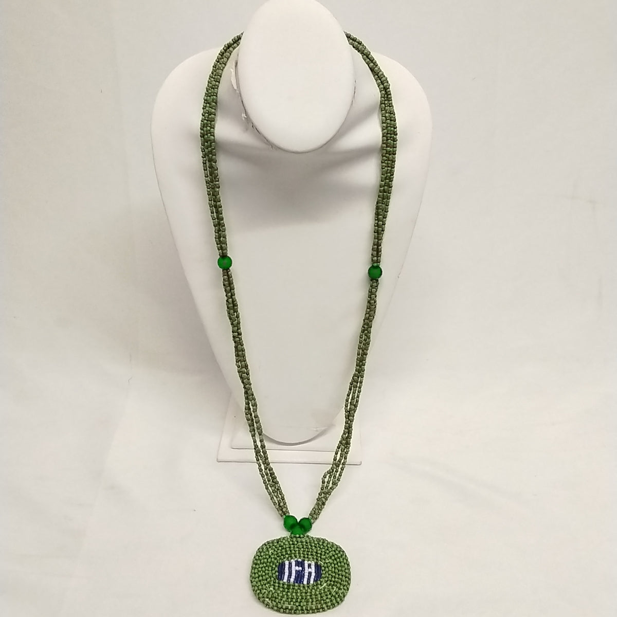 Authentic Handcrafted Glass Beads With Pendant & Orisha Names Printed For Neck/Ifa,Olokun,Sango,Osun,Esu,Eegun Necklace