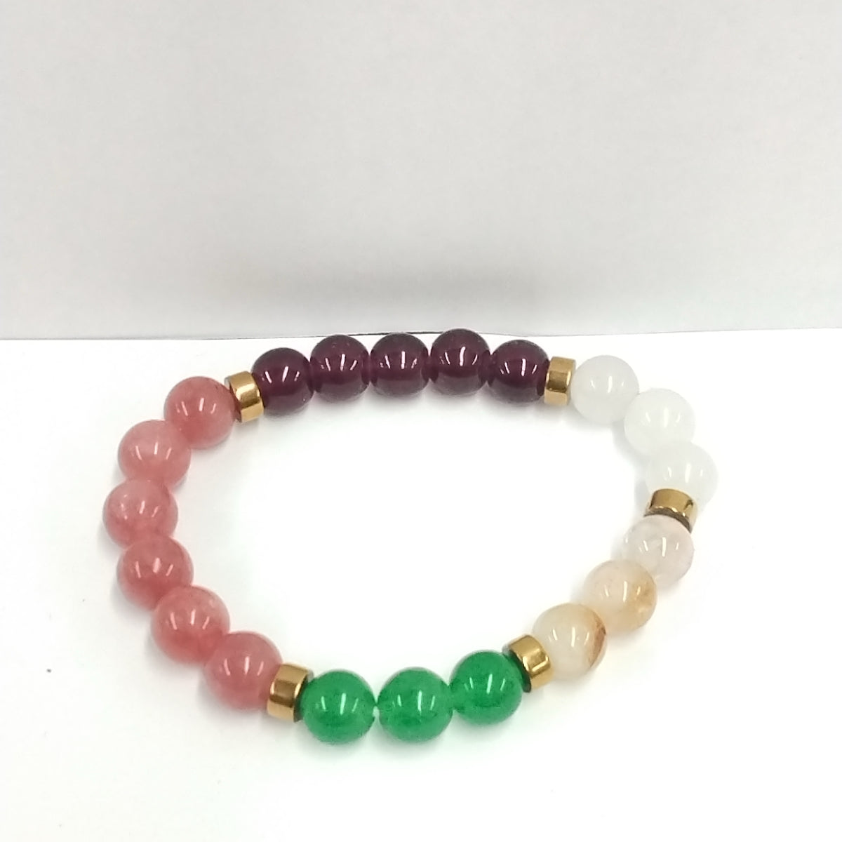 Tiger Eye & Amethyst Beaded Elastic Bracelet