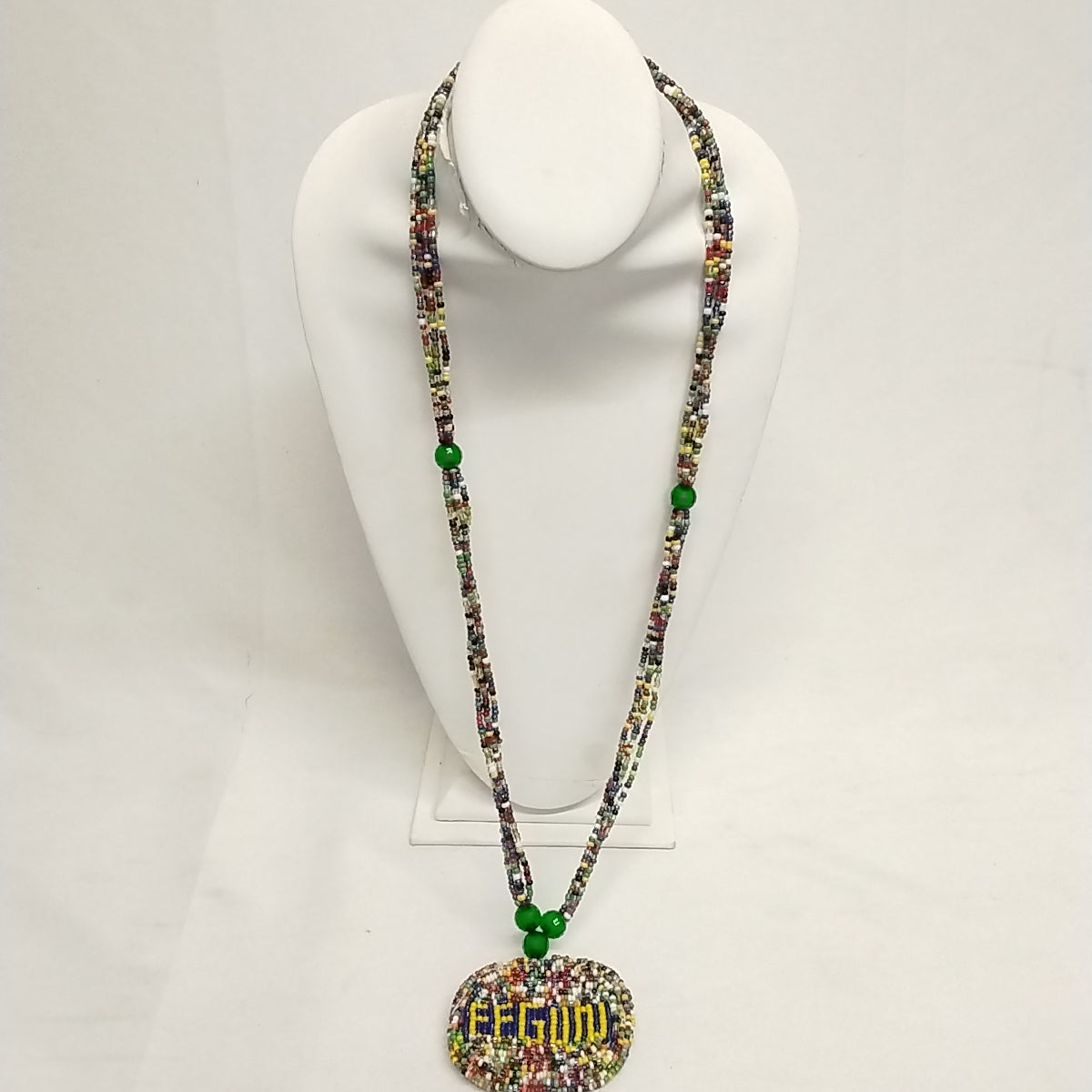 Authentic Handcrafted Glass Beads With Pendant & Orisha Names Printed For Neck/Ifa,Olokun,Sango,Osun,Esu,Eegun Necklace