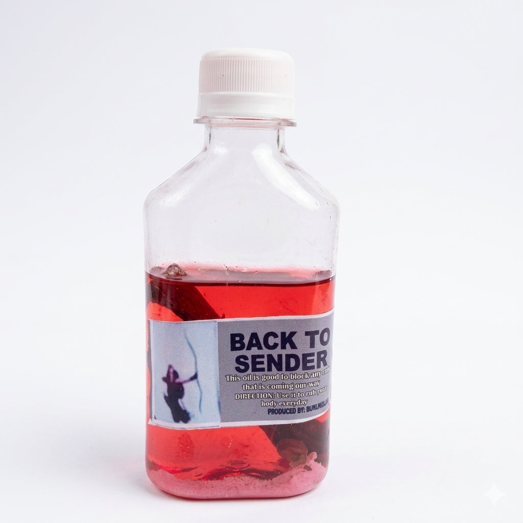 200ml Back to Sender Spiritual Oil/Ororo Arobi