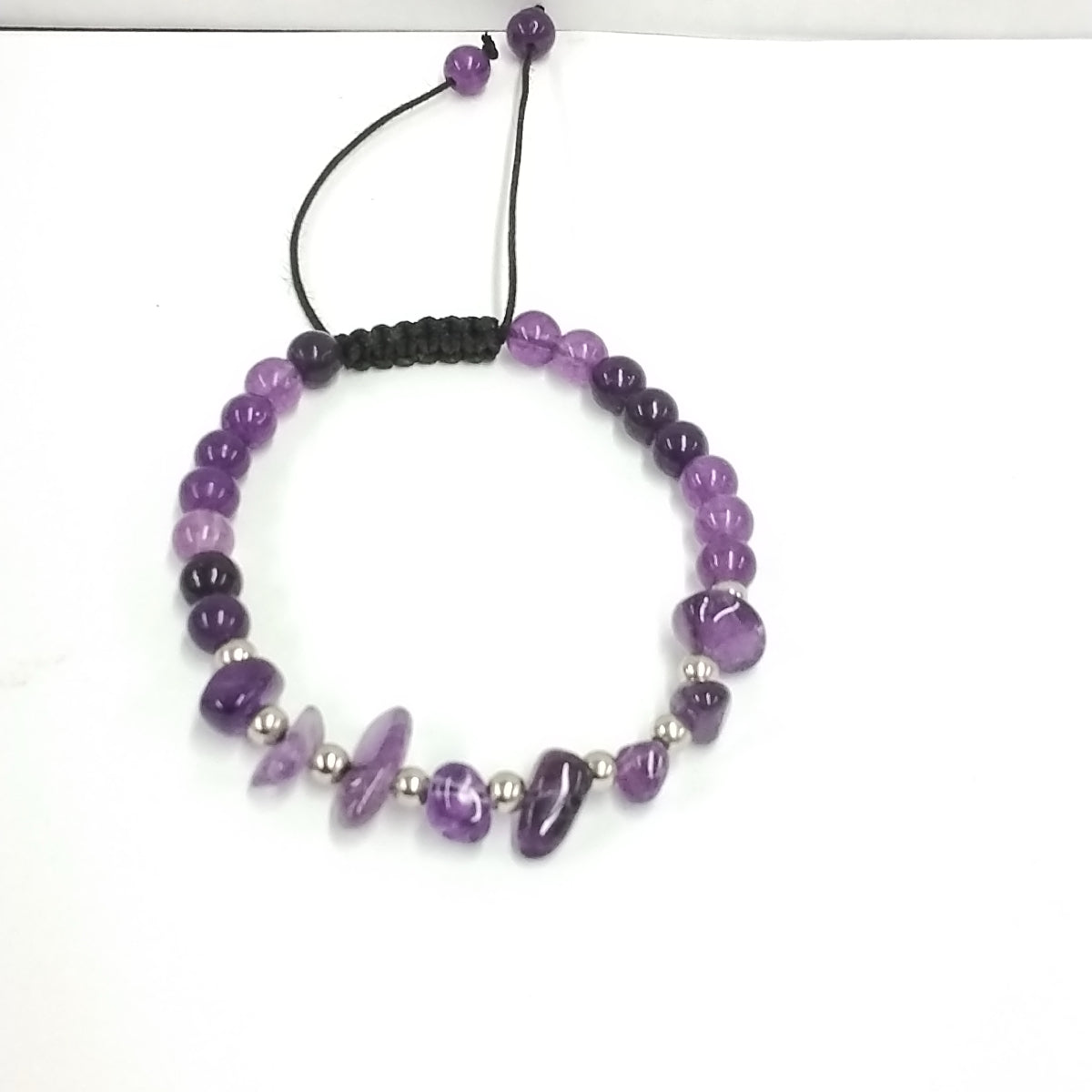 2pcs Natural Amethyst & 1pc White C Eye Beaded Bracelet Set/1pc Natural Amethyst Bracelet/Elastic Bracelet