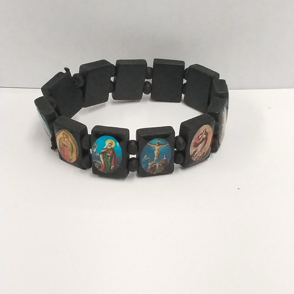 Natural Wooden Catholic Jewelry/Christian Jesus Faith Rosary/Religious Charm/Elastic Christian Bracelet