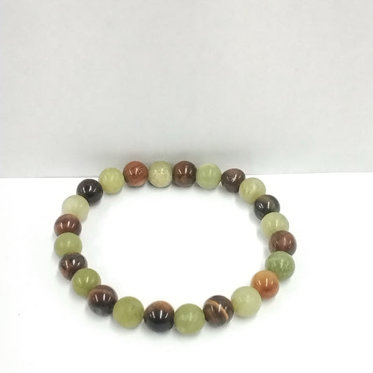 1pc Wealth Bracelet/Tiger Eye & Jade Natural Stone Bracelet