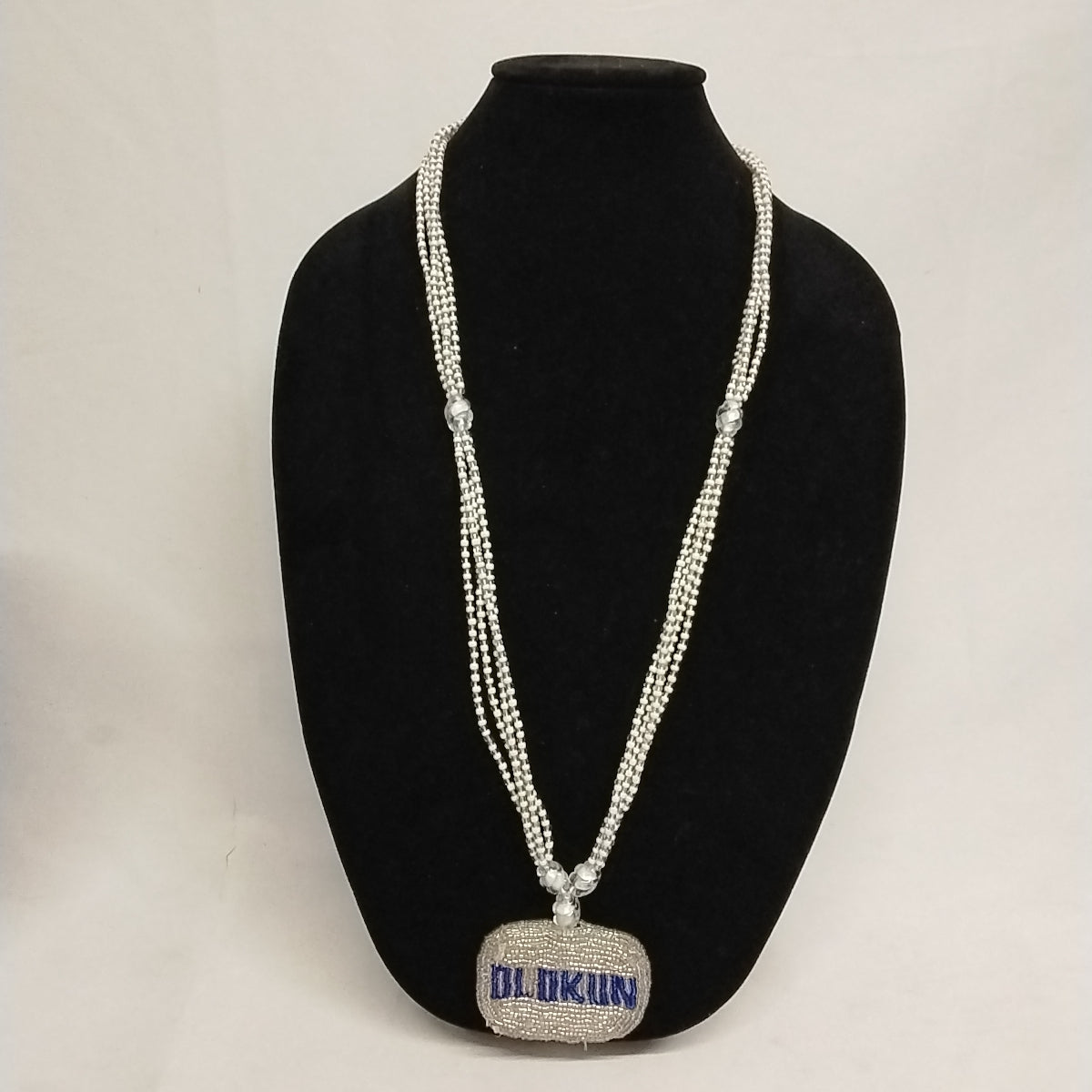 Authentic Handcrafted Glass Beads With Pendant & Orisha Names Printed For Neck/Ifa,Olokun,Sango,Osun,Esu,Eegun Necklace