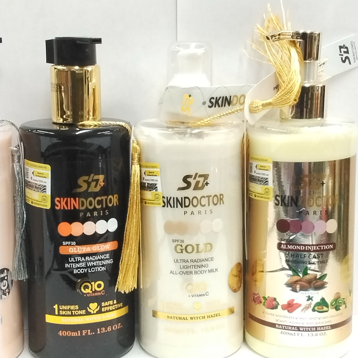 SkinDoctor Gold Exfoliating And Lightening  Shower Gel/ SkinDoctor Gold Ultra Radiance Lightening All-Over Body Milk